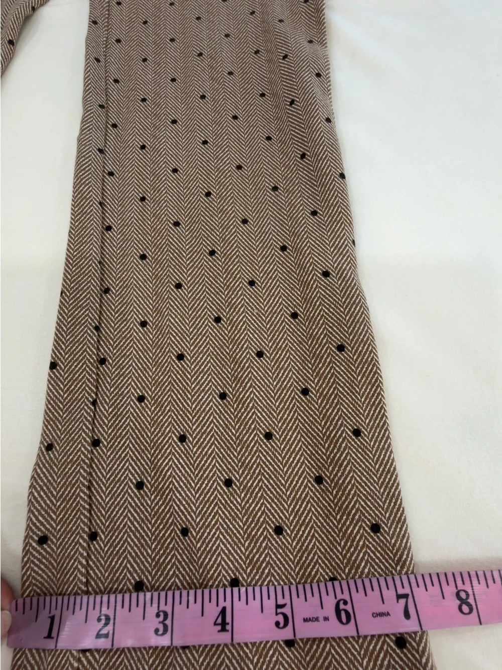 Chico's Tan Ankle Pants with Black Dot Pattern